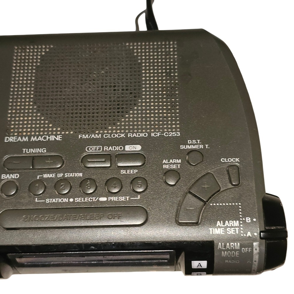 Sony Dream Machine ICF-C253 Dual Alarm FM AM Clock Radio Grey Digital‎ Vintage - Picture 6 of 6
